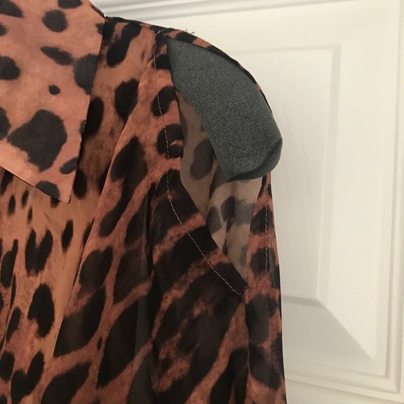 Long-sleeved asymmetrical leopard-print top - Picture 2 of 2